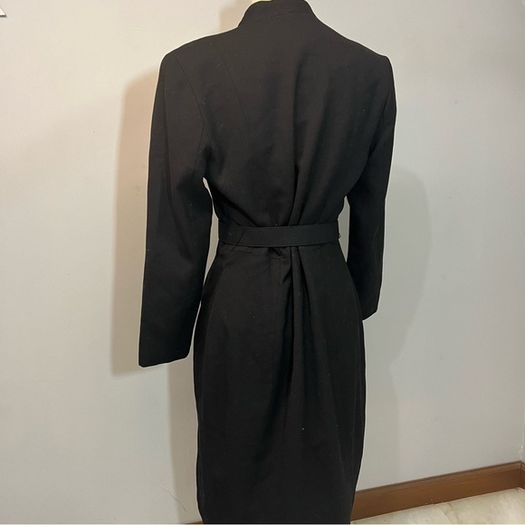 Vintage black long sleeve structured dress bold gold belt ornate buttons retro - Picture 7 of 11